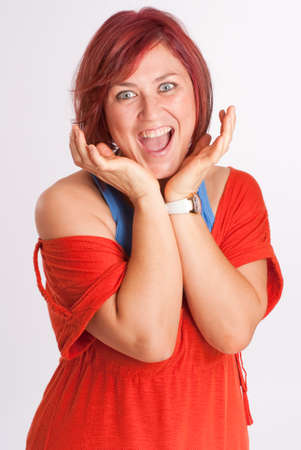 Woman with blue eyes and red hairの写真素材