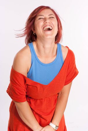 Woman with blue eyes and red hairの写真素材