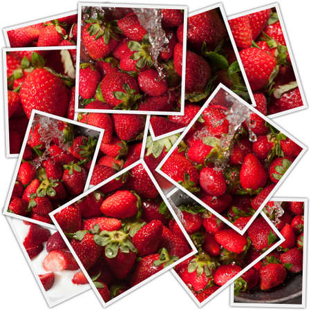 Collage of refreshing pictures of strawberriesの写真素材