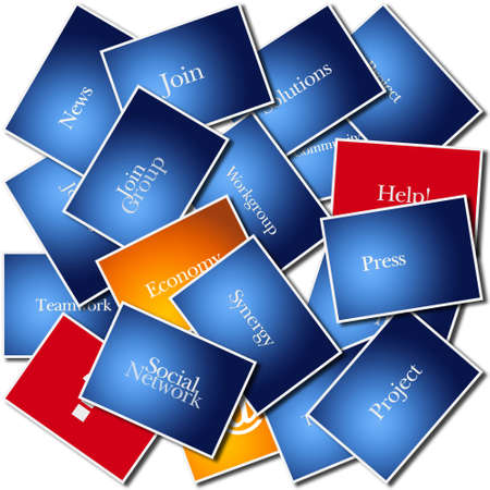 Collage with cards with different business messages