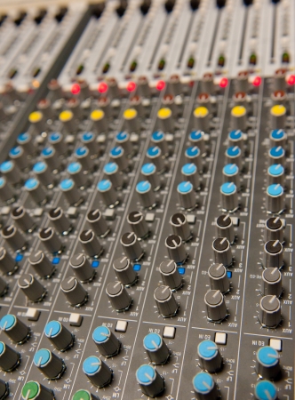 Audio mixing board shotの写真素材