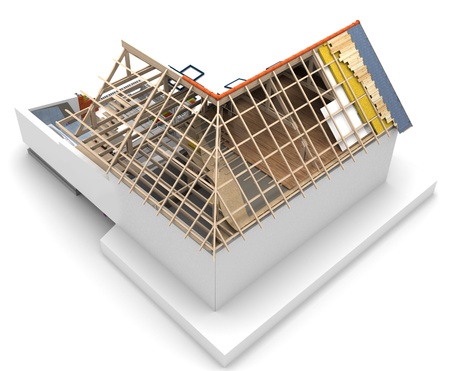 House roofing technical detailsの写真素材