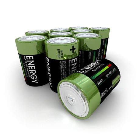 3D rendering of a group of alkaline batteryの写真素材