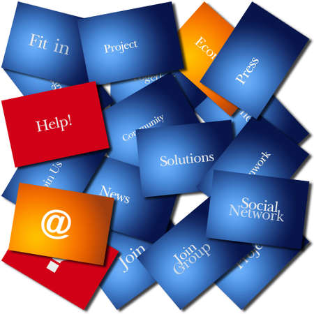 Collage with cards with different business messagesの写真素材