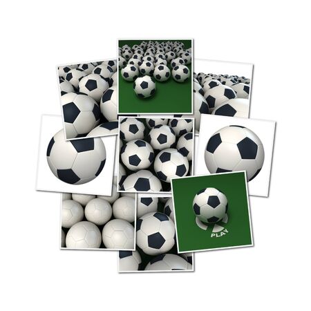 Collection of football 3D renderingsの写真素材