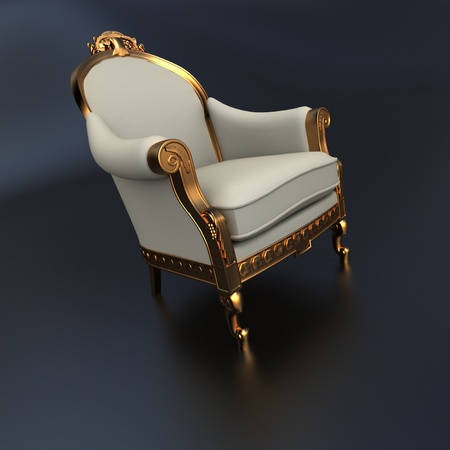3D rendering of a vintage ornate chair の写真素材