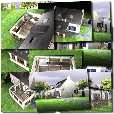 Collage with images of house renderingsの写真素材