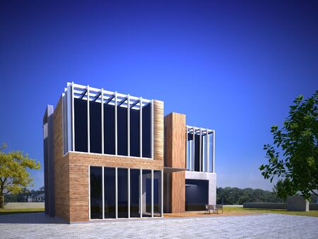 3D rendering of an original prototype construction, ideal for business or modern homeの写真素材