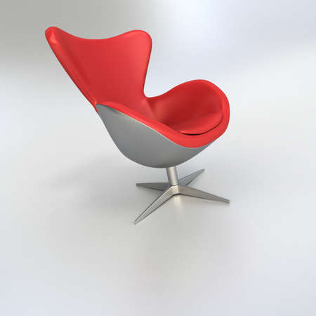 3D rendering of a red swivel chairの写真素材