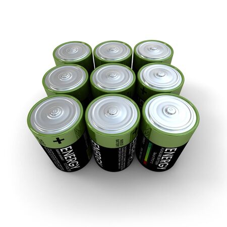 3D rendering of a group of alkaline batteryの写真素材