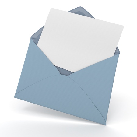 3D rendering of an open envelope and a blank, cardの写真素材