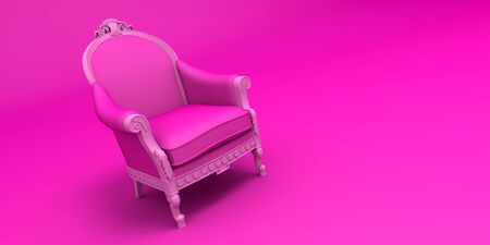 3D rendering of a vintage ornate chair in pink shadesの写真素材