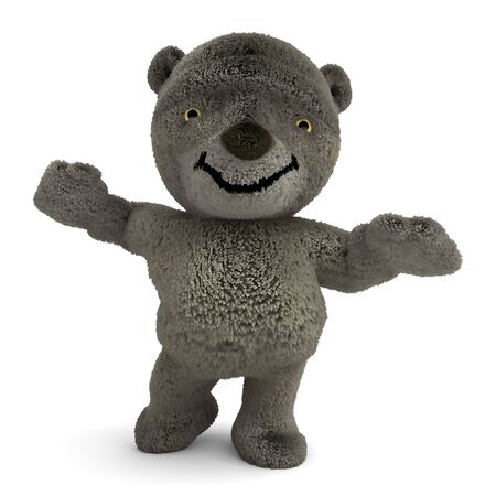 3D rendering of a cute walking teddy bearの写真素材