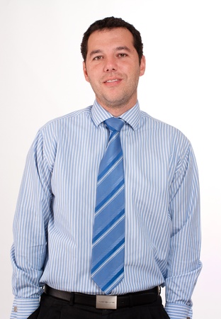 Man in his 30s wearing a blue stripped shirt and tieの写真素材