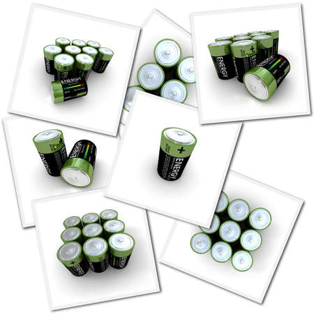 Collection of images with batteries renderingsの写真素材