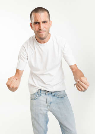Young man yellingの写真素材