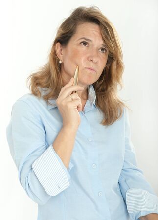 Thoughtful business womanの写真素材