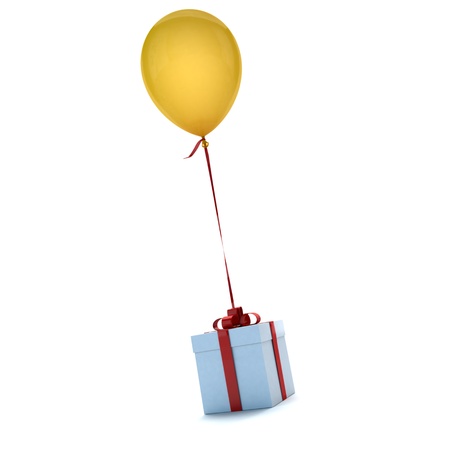 Floating balloon attached to a presentの写真素材
