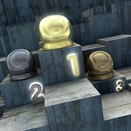 Original modern trophies exposed の写真素材