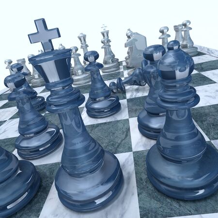 Ongoing chess game with a pawn downの写真素材