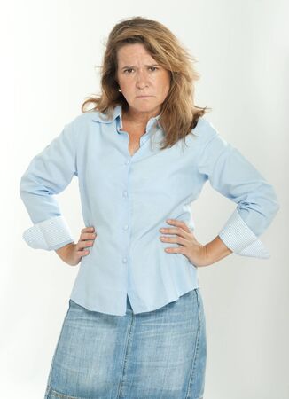Woman looking with a reproachful expressionの写真素材