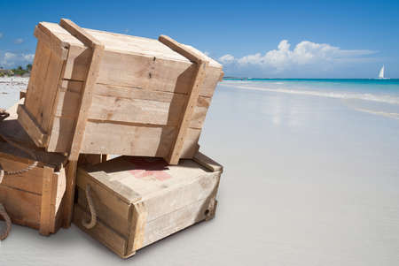 Life saving supplies on a beachの写真素材