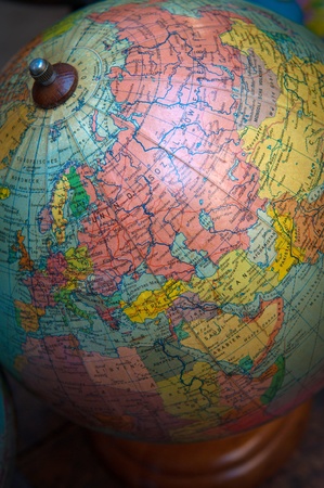 Vintage world globe oriented to URSS and Middle Eastの写真素材