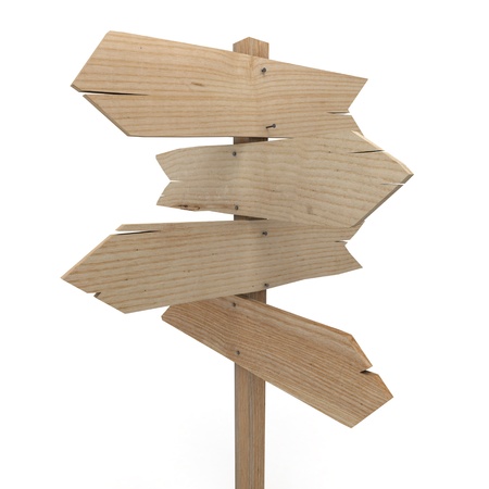 3D rendering of a wooden directional signの写真素材