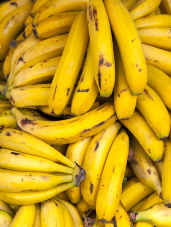 Banana bunches in the market, ideal for backgroundsの写真素材