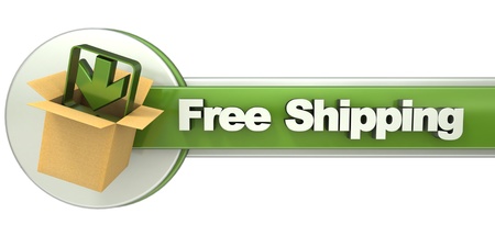3D rendering of a free shipping concept bannerの写真素材