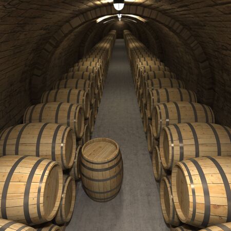 3D rendering of a wine cellar