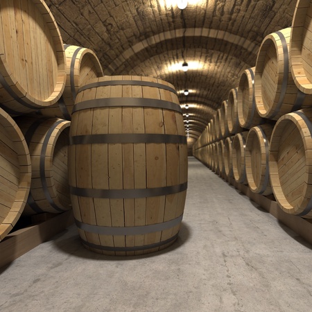 3D rendering of a wine cellarの写真素材
