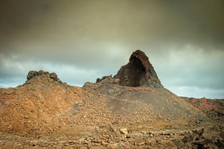 Crater of an extinct volcano in Timanfaya National Park, Lanzarote, Spainの写真素材