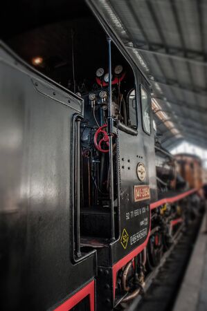 Steam locomotive in an ancient train in Spain