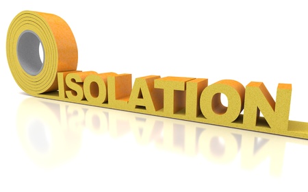 3D rendering of the word isolation, written with insulation tapeの写真素材