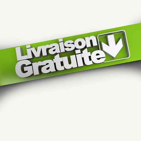 3D rendering of a livraison gratuite  concept  banner in French, diagonalの写真素材