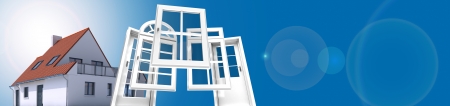 A house with a choice of doors and windowsの写真素材