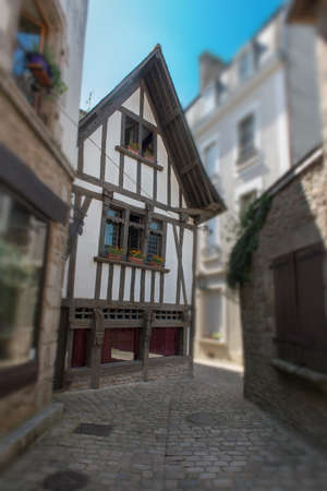 Medieval houses in a small French town called Quimperlのeditorial素材