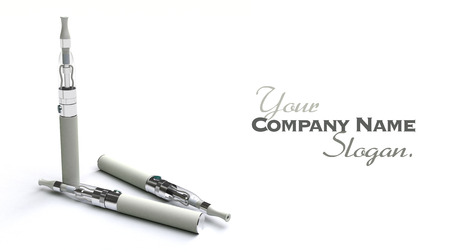 3D rendering of a pair of e-cigarettes, with lots of copy spaceの写真素材