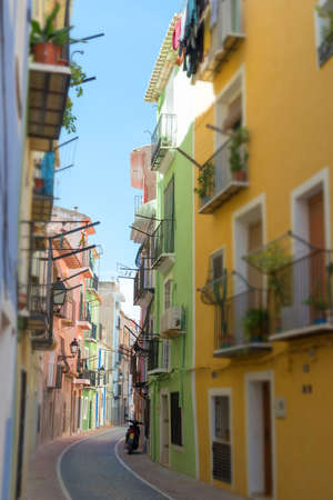 Colorful narrow street in an Spanish coastal villageの写真素材