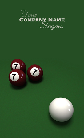 3D rendering of an impossible billiard game with three balls with number sevenの写真素材
