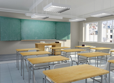 3D rendering of an empty classroomの写真素材