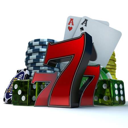 3D rendering  composition with different gambling elementsの写真素材