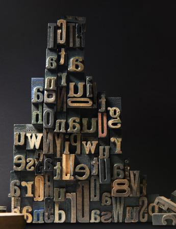 Background formed with vintage wooden letter casesの写真素材