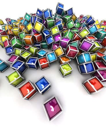 3D rendering of a Group of colorful cubic shapes