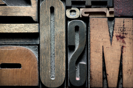 Composition with vintage wooden typescript lettersの写真素材