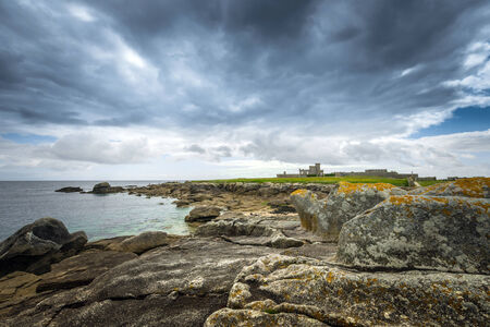 Coastal landscape with a fortress のeditorial素材