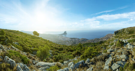 Beautiful view of the sea from the mountainsの写真素材