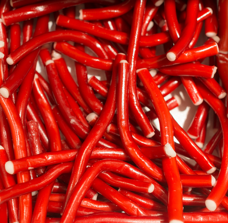 red and white liquorices candyの写真素材