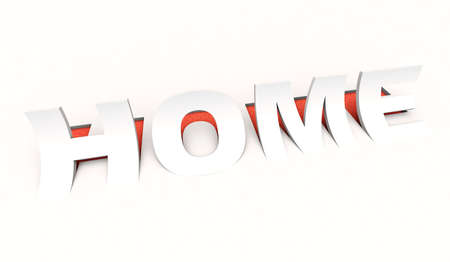 3D rendering of the cut out  word home in white and redの写真素材